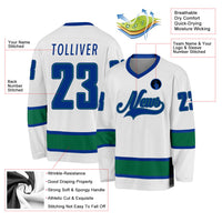 Custom Hockey Jersey, White Royal Kelly Sportswear Jersey Shirt, Athletic Long Sleeve V Neck Jersey, Casual Gift for Men, Style White0662