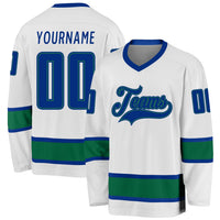 Custom Hockey Jersey, White Royal Kelly Sportswear Jersey Shirt, Athletic Long Sleeve V Neck Jersey, Casual Gift for Men, Style White0662