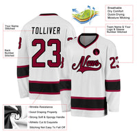 Custom Hockey Jersey, White Maroon Black Sportswear Jersey Shirt, Athletic Long Sleeve V Neck Jersey, Casual Gift for Men